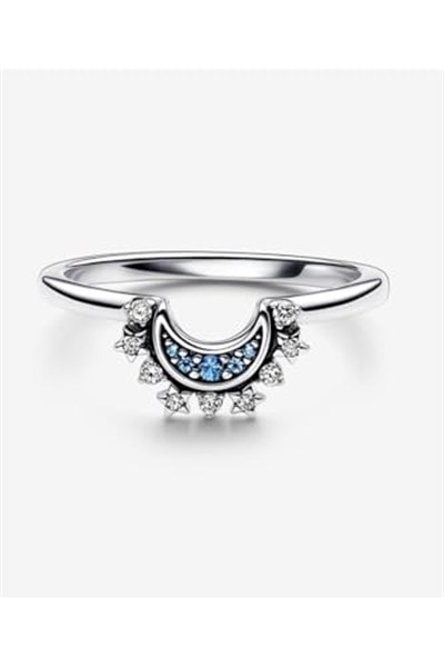 POSEİDONS JEWELLERY Gökyüzü Mavisi Işıltılı Ay Yüzük-1