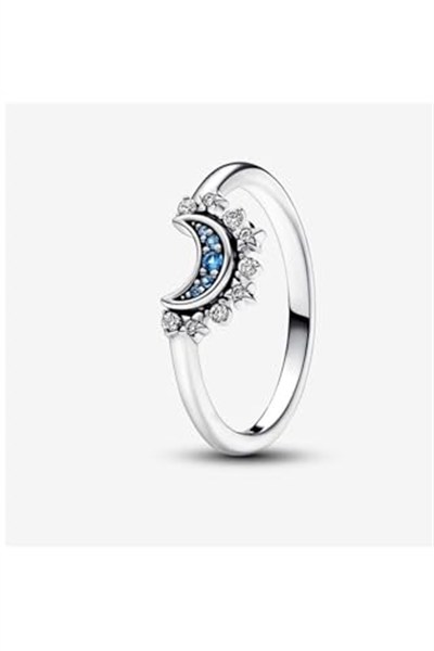 POSEİDONS JEWELLERY Gökyüzü Mavisi Işıltılı Ay Yüzük-1
