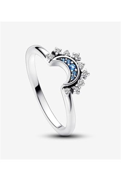 POSEİDONS JEWELLERY Gökyüzü Mavisi Işıltılı Ay Yüzük-1