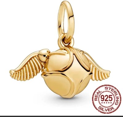 POSEİDONS JEWELLERY Harry Potter Kanatlı Gold Snatch Charm & Kolye Ucu Gold Tek Ebat