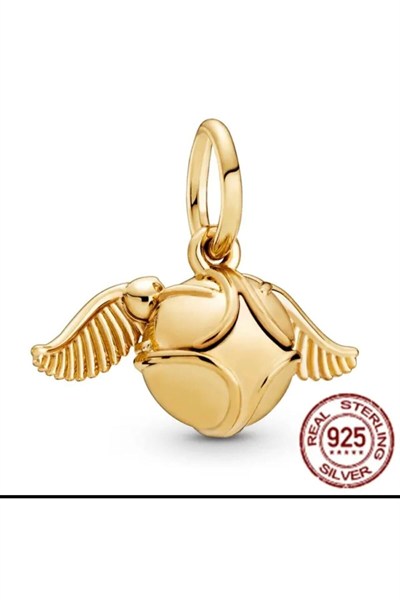 POSEİDONS JEWELLERY Harry Potter Kanatlı Gold Snatch Charm & Kolye Ucu Gold Tek Ebat