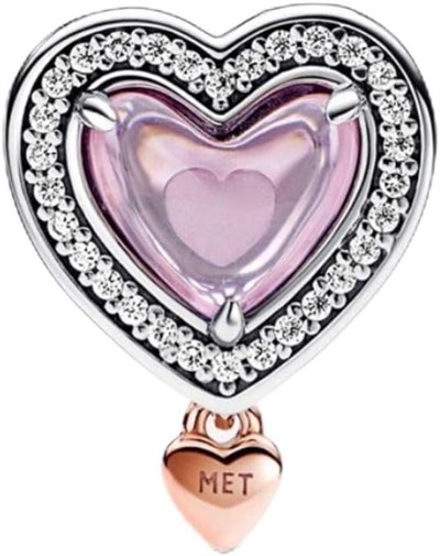 POSEİDONS JEWELLERY Iki Renkli Kafes Işi “mum” Ve Kalp Charm Gümüş Tek Ebat