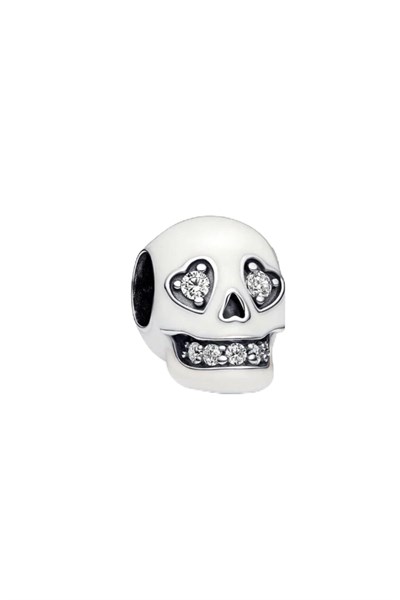 POSEİDONS JEWELLERY Işıltılı Kuru Kafa Charm Beyaz Tek Ebat