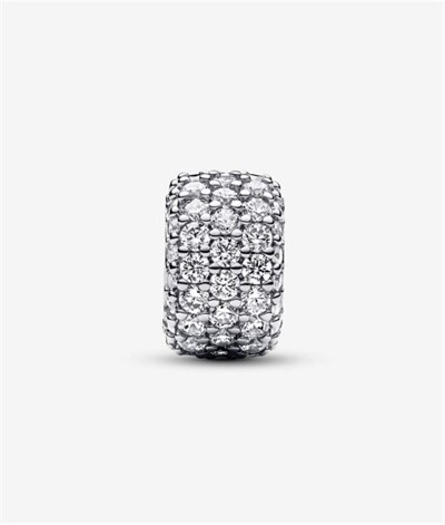 POSEİDONS JEWELLERY Işıltılı Pavé Üç Sıralı Charm Gümüş Tek Ebat