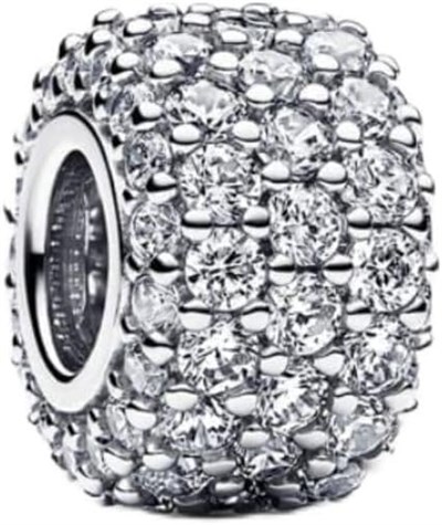POSEİDONS JEWELLERY Işıltılı Pavé Üç Sıralı Charm Gümüş Tek Ebat