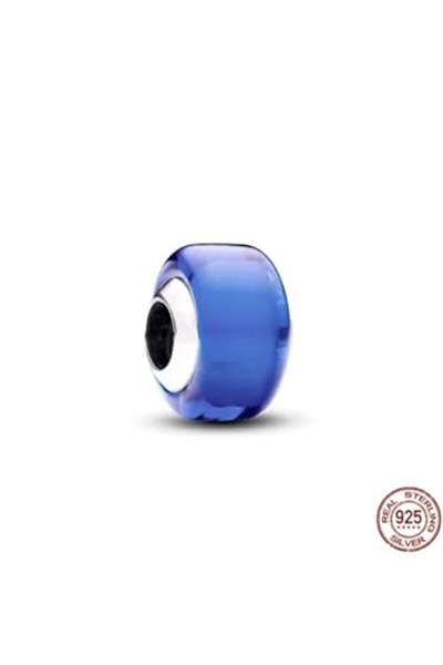 POSEİDONS JEWELLERY Mavi Mini Murano Cam Charm Lacivert Tek Ebat
