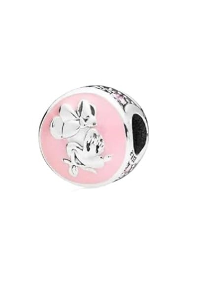POSEİDONS JEWELLERY Minnie Mouse Pembe Zirkon Taşlı Charm Pembe Tek Ebat