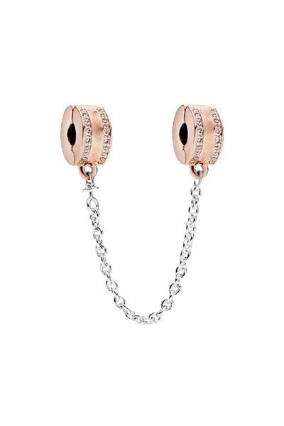 POSEİDONS JEWELLERY Rose Logolu Güvenlik Zinciri Klips Charm Rose Tek Ebat