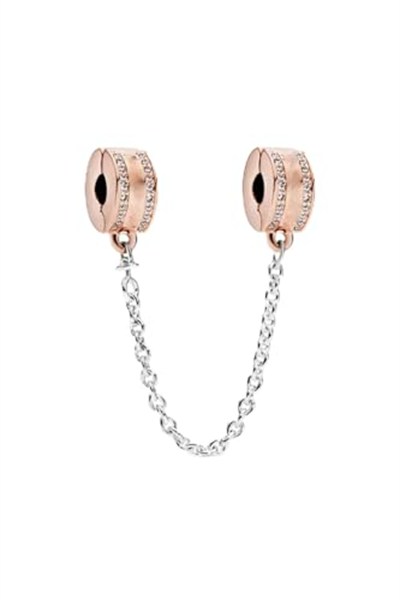 POSEİDONS JEWELLERY Rose Logolu Güvenlik Zinciri Klips Charm Rose Tek Ebat