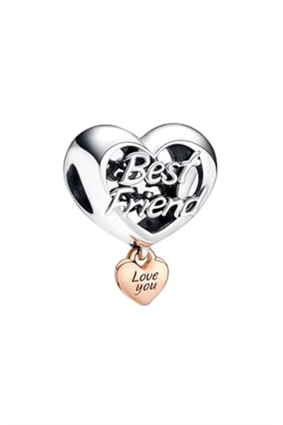 POSEİDONS JEWELLERY Seni Seviyorum En İyi Arkadaşım Kalp Charm Gümüş Tek Ebat
