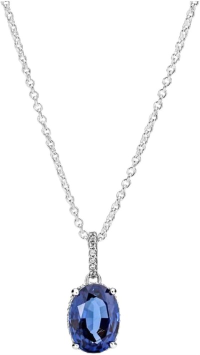 POSEİDONS JEWELLERY Tarz Işıltılı Büyük Mavi Taşlı Kolye Mavi 45 cm