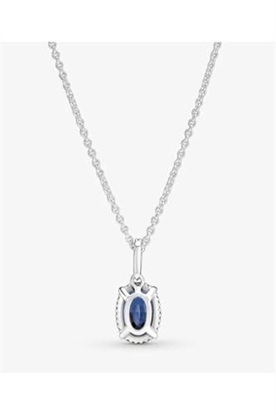POSEİDONS JEWELLERY Tarz Işıltılı Büyük Mavi Taşlı Kolye Mavi 45 cm