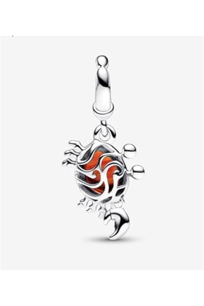 POSEİDONS JEWELLERY The Little Mermaid Sebastian Crab Dangle Charm Turuncu Tek Ebat