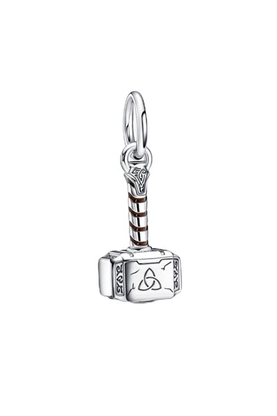 POSEİDONS JEWELLERY Thor’s Hammer Sallantılı Charm Gümüş Tek Ebat