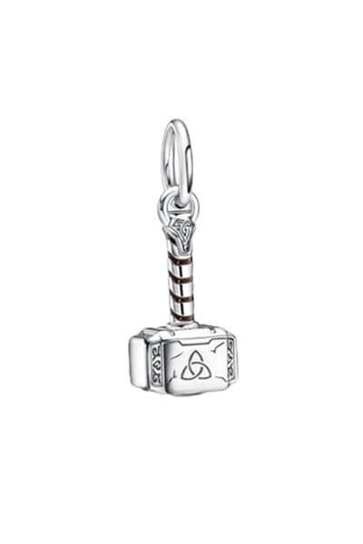 POSEİDONS JEWELLERY Thor’s Hammer Sallantılı Charm Gümüş Tek Ebat