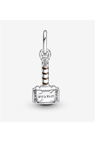 POSEİDONS JEWELLERY Thor’s Hammer Sallantılı Charm Gümüş Tek Ebat