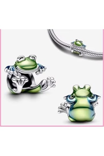 POSEİDONS JEWELLERY Tırmanan Kurbağa Kermit Charm Yeşil Tek Ebat