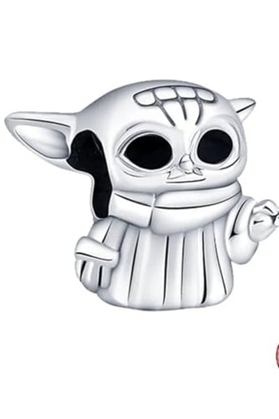 POSEİDONS JEWELLERY Usta Yoda Charm 925 Ayar Gümüş Gümüş Tek Ebat