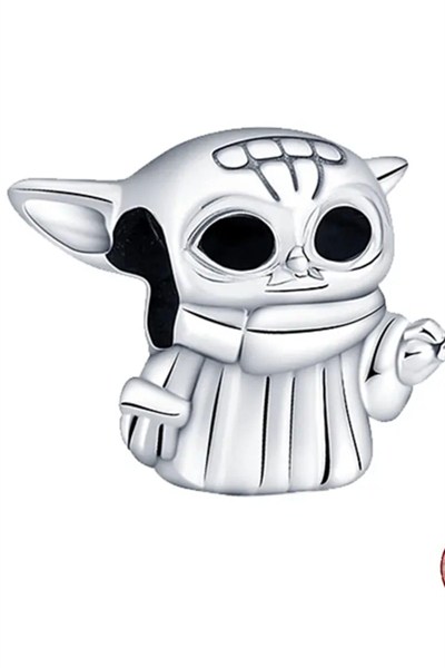 POSEİDONS JEWELLERY Usta Yoda Charm 925 Ayar Gümüş Gümüş Tek Ebat