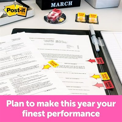 Post-it Bayraklar, Burayı İmzala, 200/Yüksek Hacimli Masa Tutacağı Dağıtıcısı, 2 inç Geniş, Sarı (680-HVSH)