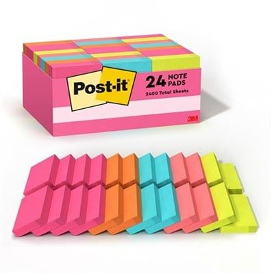 Post-it Mini Notlar, 3,8x5 cm, 24 Ped, Amerikanın 1 Numaralı Favori Yapışkan Notları, Poptimistik Koleksiyon, Parlak Renkler (Macenta, Pembe, Mavi, Yeşil), Temiz Kaldırma, Geri Dönüştürülebilir