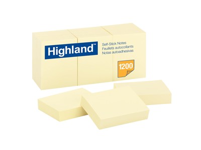 Post-it Self-Stick pedleri, 1 – 1/2 x 2, Yellow, 100 sheets/Pad, 12 PADS/Paket