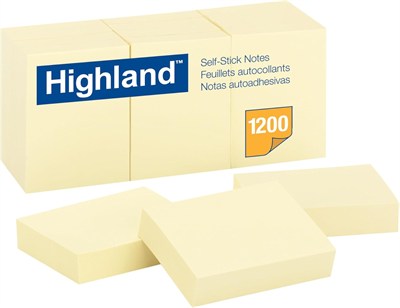 Post-it Self-Stick pedleri, 1 – 1/2 x 2, Yellow, 100 sheets/Pad, 12 PADS/Paket
