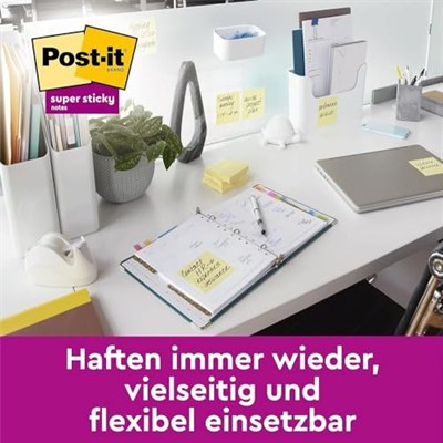 Post-it Super Sticky Notes kanarya sarısı, 6 bloklu paket, blok başına 90 yaprak, 76 mm x 76 mm, Renk: Sarı - Notlar, yapılacaklar listeleri ve hatıralar için ekstra güçlü yapışkan not kağıdı