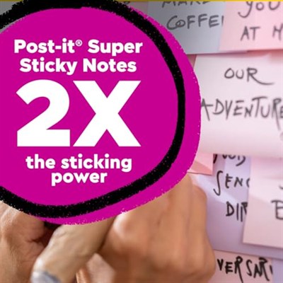 Post-it%100 Geri Dönüşümlü Kağıt Süper Yapışkan Notlar, 2X Yapıştırma Gücü, 3x3 inç, 5 Ped, 70 Yaprak/Ped, Wanderlust Pastel Koleksiyonu (654R-5SSNRP)