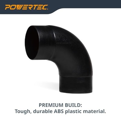 POWERTEC 70105 Açılı Toz Hortumu Bağlantısı, 10,2 cm, 90 Derece Açı, Siyah