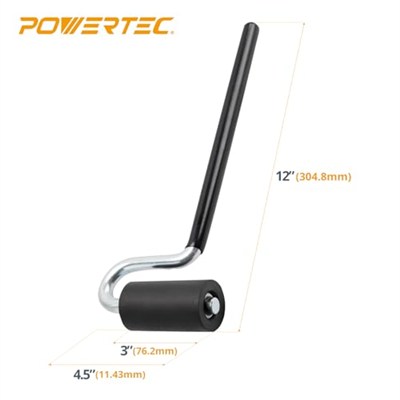 POWERTEC 71010 J-Roller uzun saplı kauçuk rulo, 3,8 cm x 7,6 cm – profesyonel kaplama kenar bandı ve zemin laminasyon aleti, düz sap