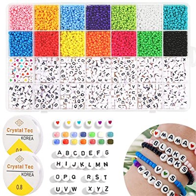 Powmag Boncuk Harfler, 5300 Parça İnci Seti Pastel 3 mm, 14 Renkli Boncuklar, Bilezik, Küpe, El Sanatları, Kendin Yap Kolyeler Yapmak İçin