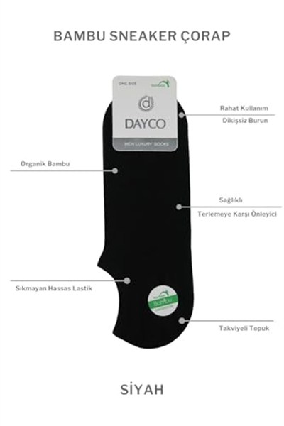 Premium Dikişsiz Bambu Erkek Sneakers Çorap Siyah Görünmez Spor Çorap - 47-50 - 522SYH-47-50