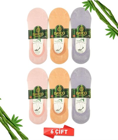 Premium Dikişsiz Kadın Bambu Babet Çorap Asorti 6lı Set - 35-38 - C56PTM