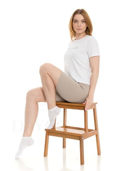 Premium Dikişsiz Kadın Bambu Patik Çorap 6lı Beyaz Set - 10553-b