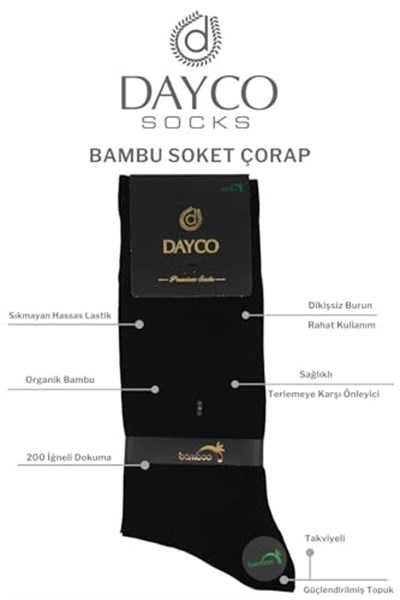 Premium Dikişsiz Klasik Uzun Siyah Yazlık Erkek Bambu Soket Çorap 6lı Hediyelik Kutulu Set - 10123-38-40