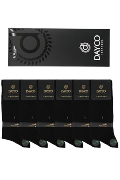 Premium Dikişsiz Klasik Uzun Siyah Yazlık Erkek Bambu Soket Çorap 6lı Hediyelik Kutulu Set - 10125-45-47