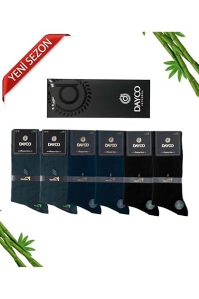 Premium Dikişsiz Klasik Uzun Yazlık Erkek Bambu Soket Çorap 6lı Hediyelik Kutulu Asorti Set - 10124-FLS - 41-45