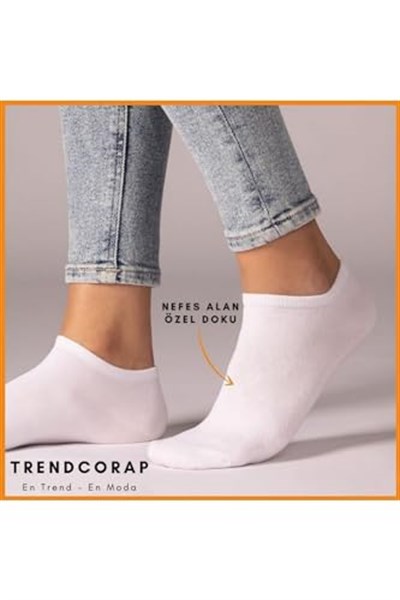 Premium Kadın Bambu Sneaker Görünmez Bilekte Spor Çorap 10 Lu Kutu