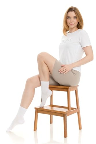 Premium Lastiksiz Sıkma Yapmayan Beyaz Renk Dikişsiz Kadın Bambu Soket Çorap - 36-40 - 371BYZ-3lu