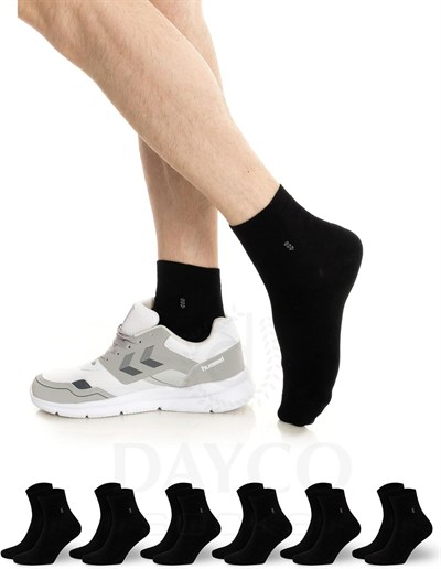 Premium Yazlık Siyah Renk Dikişsiz Erkek Bambu Yarım Konç Çorap 6lı Set 41-45