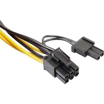 PrimeX PX-4302 6 Pin to 2x8 Pin PSU Ekran Kartı Güç Çevirici Kablo, PCI-E 6 Pin Dişi to 2 Adet 6+2 Pin Erkek GPU Power Splitter, 18AWG Bakır Mining Ekran Kartı Güç Kablosu, 20 cm