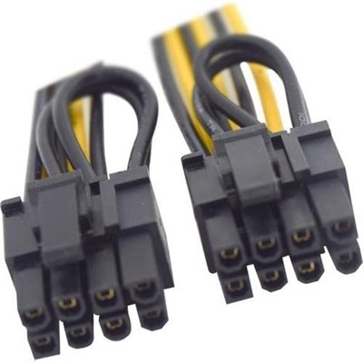 PrimeX PX-4302 6 Pin to 2x8 Pin PSU Ekran Kartı Güç Çevirici Kablo, PCI-E 6 Pin Dişi to 2 Adet 6+2 Pin Erkek GPU Power Splitter, 18AWG Bakır Mining Ekran Kartı Güç Kablosu, 20 cm