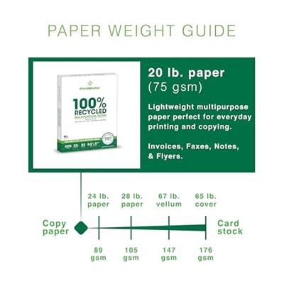 PrintWorks Yüzde 100 Geri Dönüşümlü Çok Amaçlı Kağıt, 9,1 kg, 92 Parlak, 8,5 x 11 inç, 3 paket 400 yaprak, toplam 1200 yaprak (00018-3), Beyaz