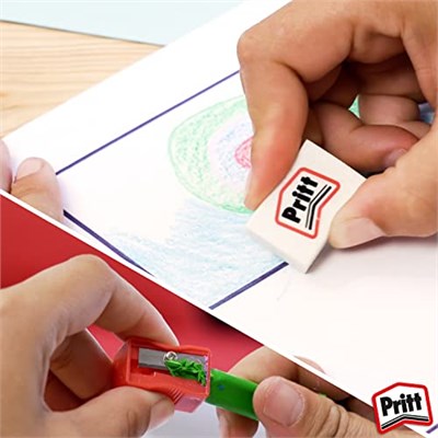Pritt 12li Jumbo Üçgen Silinebilir Pastel Boya (Mum Boya) + Silgi ve Kalemtıraş Hediyeli