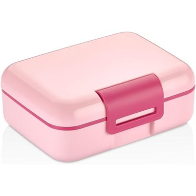 Promosyonca 2 Katlı Bento Öğle Yemeği Kutusu, 1.6 Litre, 3 Bölmeli, BPA İçermeyen PP Plastik, Çatal Bıçak Kaşık Hediyeli (Pembe)