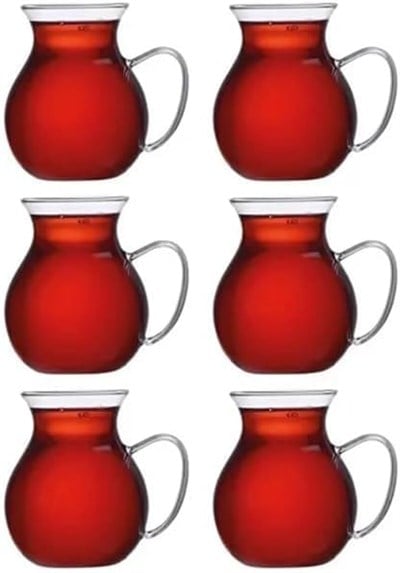 Promosyonca Keyfi Ala Borosilikat Cam Çay Bardağı Seti, 200ml, 6lı, Termisil Kupa, Şık ve Dayanıklı (6)