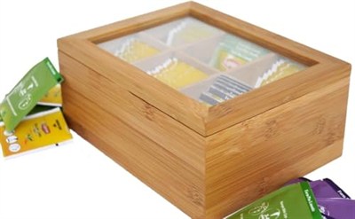 Promosyonca Orjinal Bambu Organizer, Çay Kutusu, Takı Kutusu, Mıknatıslı Kapak, Premium Kalite (6 Şeffaf Kapak)