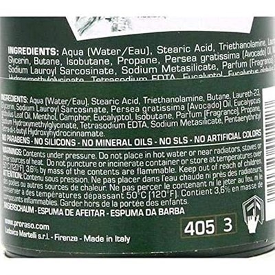 Proraso 2019109 Tıraş Köpüğü, Okaliptüs Yağı Ve Mentollü