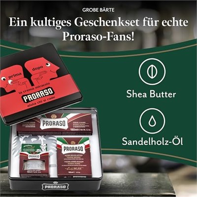 Proraso Vintage Set/Yenileyici-Primadopo | Shea yağı ve sandal ağacı yağı, paraben ve silikonsuz, alkolsüz tıraş sonrası balsam, İtalyada üretilmiştir